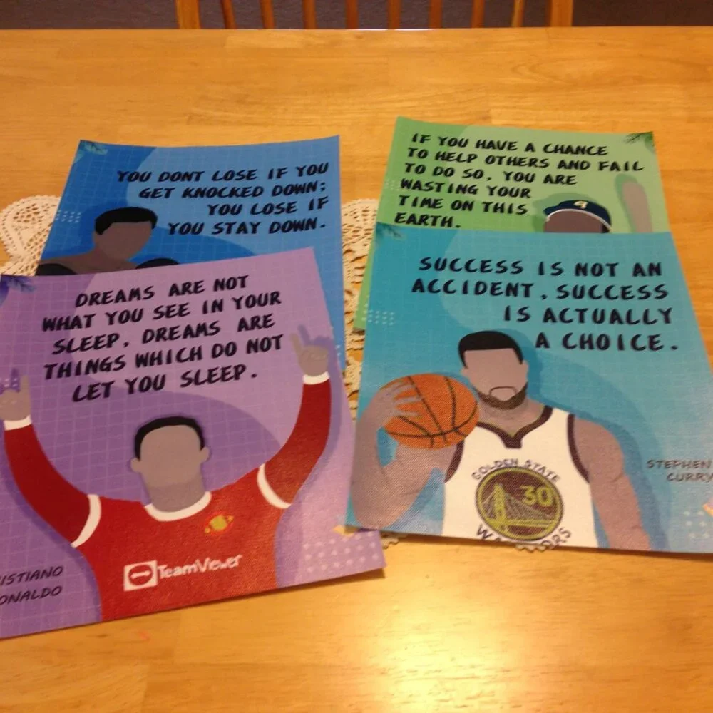 Inspirational sports art flexible fabric prints